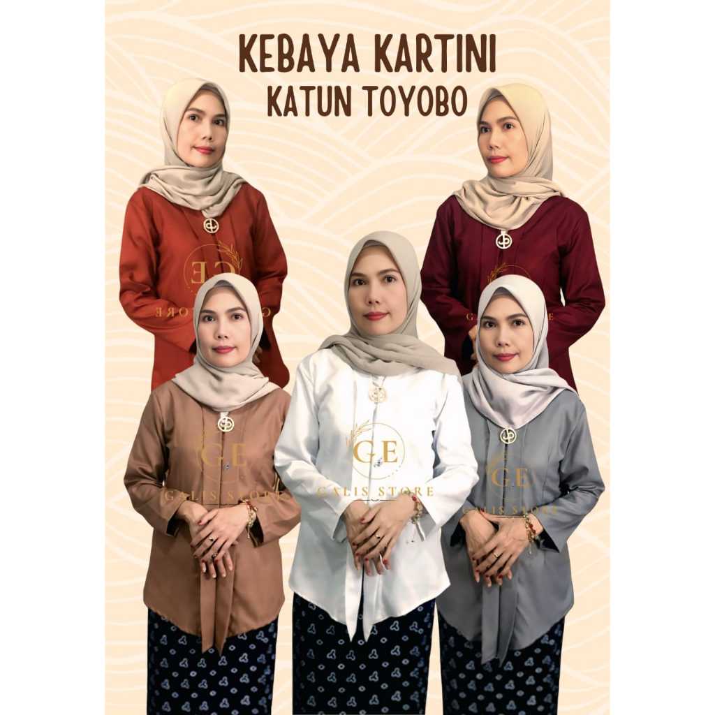 Atasan Kebaya Kartini Bahan TOYOBO Tangan Panjang Polos Kebaya Tradisional Kebaya Berkualitas