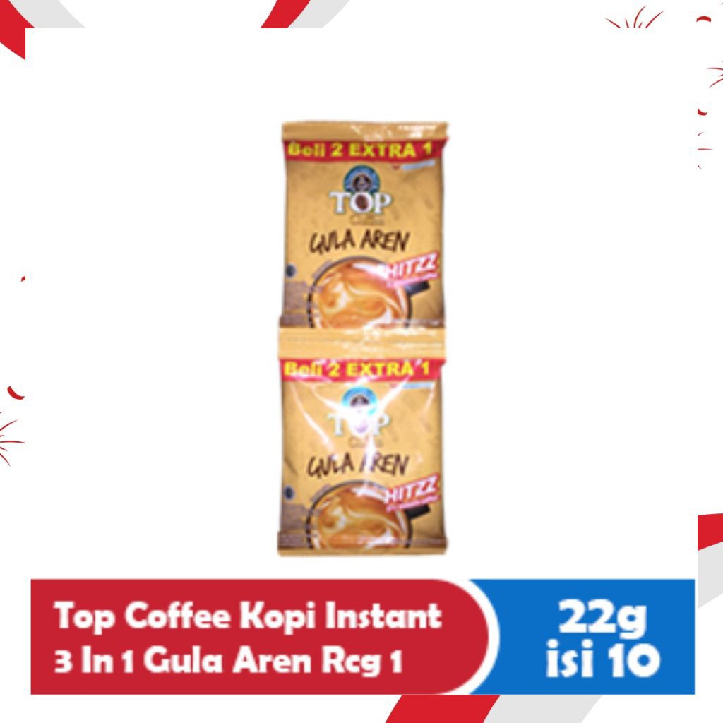 

[COD READY 1 RENCENG ISI 15] Top Coffee Gula Aren Kopi seduh Nikmat Original 22 gr