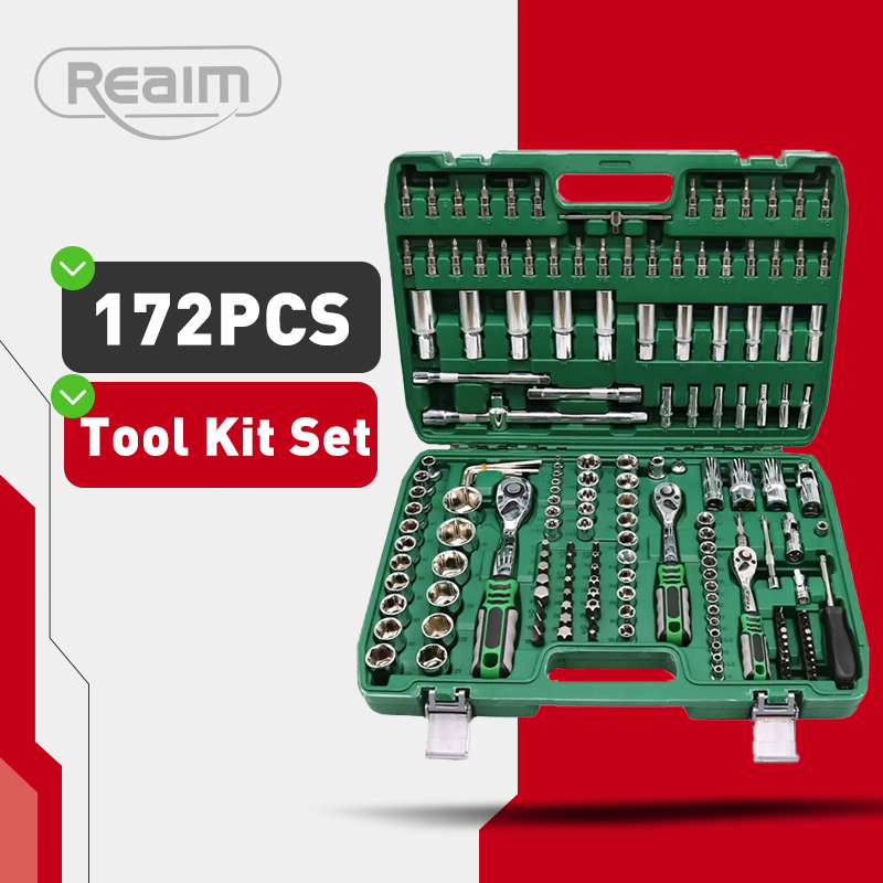 Reaim Kunci Set Lengkap 172Pcs Kunci Set Kunci Sok Toolkit Set Tool Box Set Lengkap