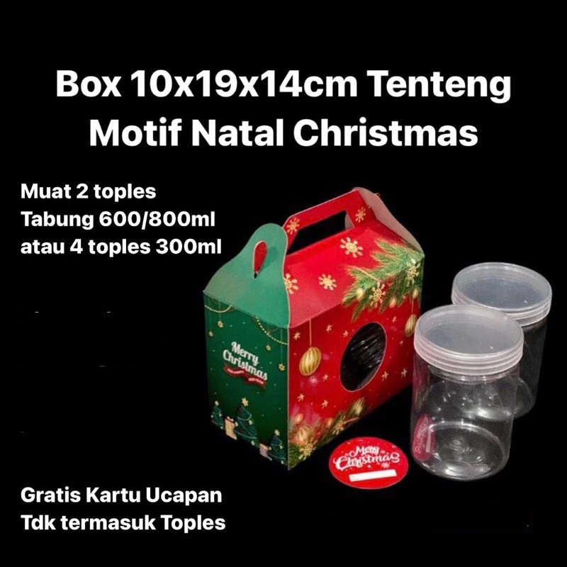 

Box Tenteng Muat 2 Toples Tabung 600/800ml atau 4 Toples Tabung 300m - Kue Kering Hampers Natal - Christmas - per Pcs