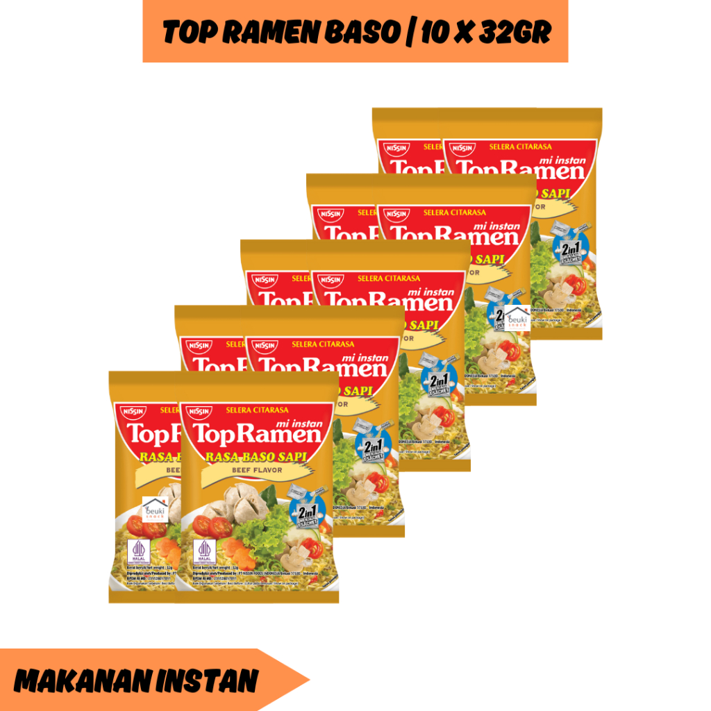 

10PCS Nissin Top Ramen Baso Sapi Beef Flavour