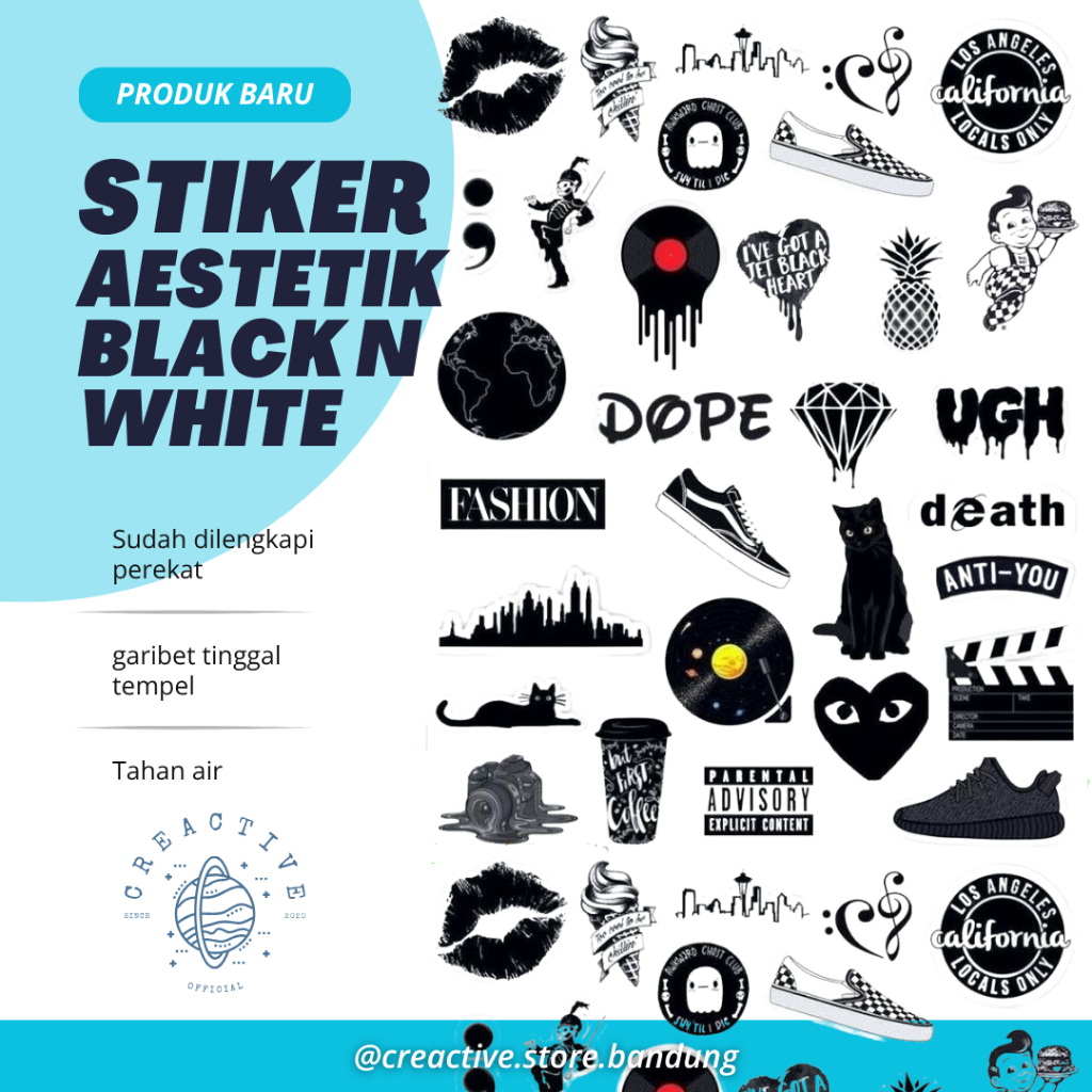

STIKER TUMBLR AESTHETIC BLACK & WHITE MURAH TAHAN AIR NO MINIMAL ORDER READY