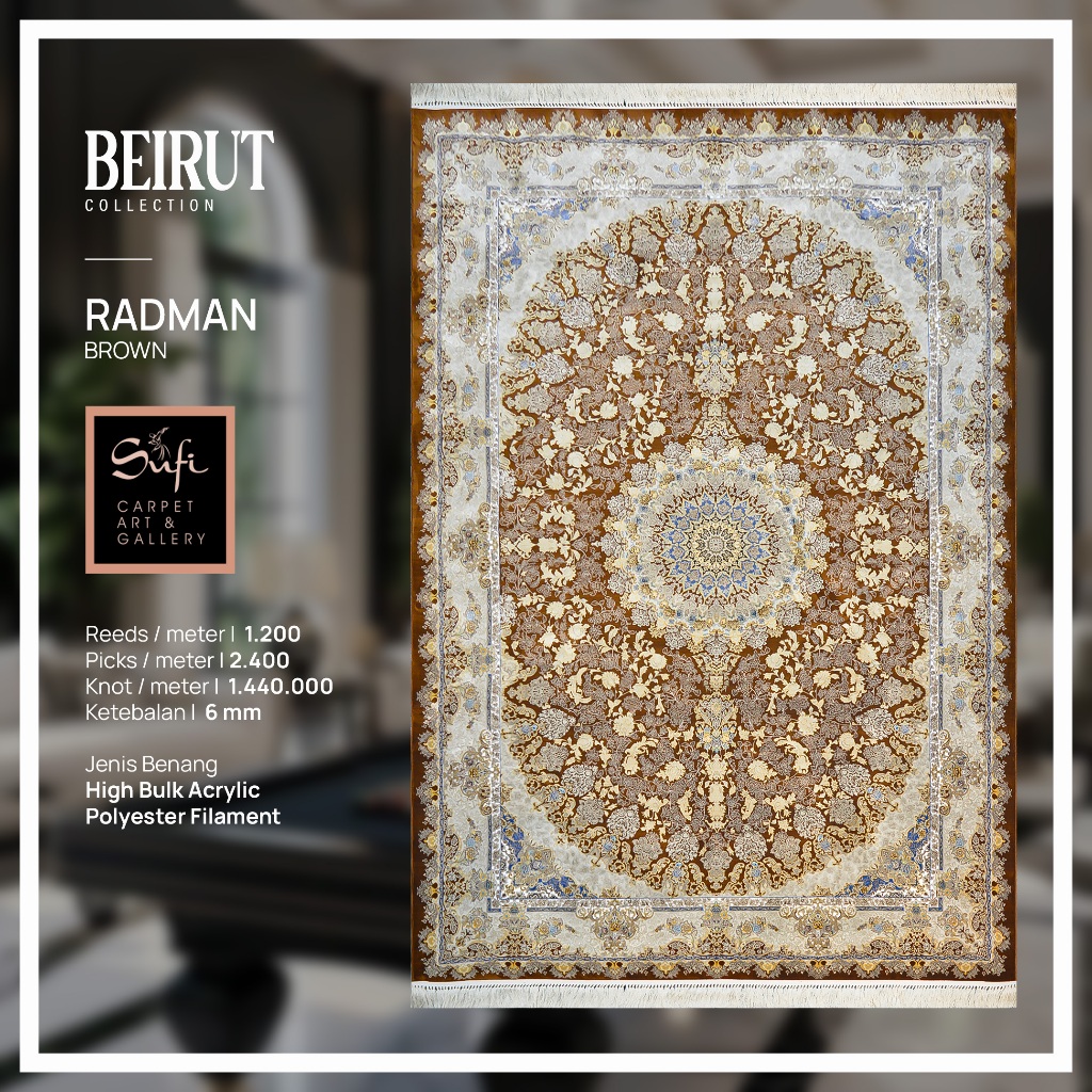 Karpet Lantai Persian Iran Premium Klasik Beirut RDMN Brown