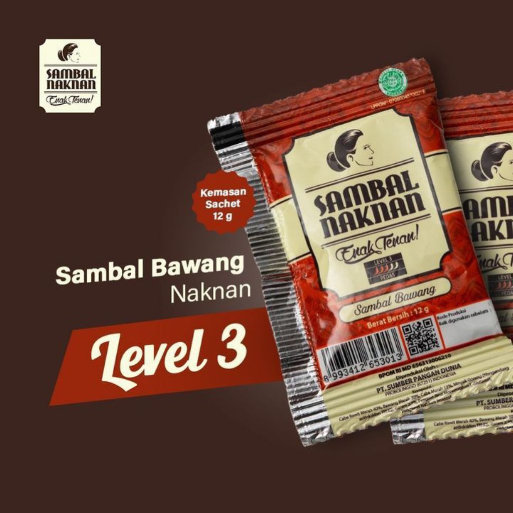 

Sambal Naknan Level 3 | Sachet | 1 Dus 3 pack, isi 150 pcs | Sambal Bawang | Enak Tenan |