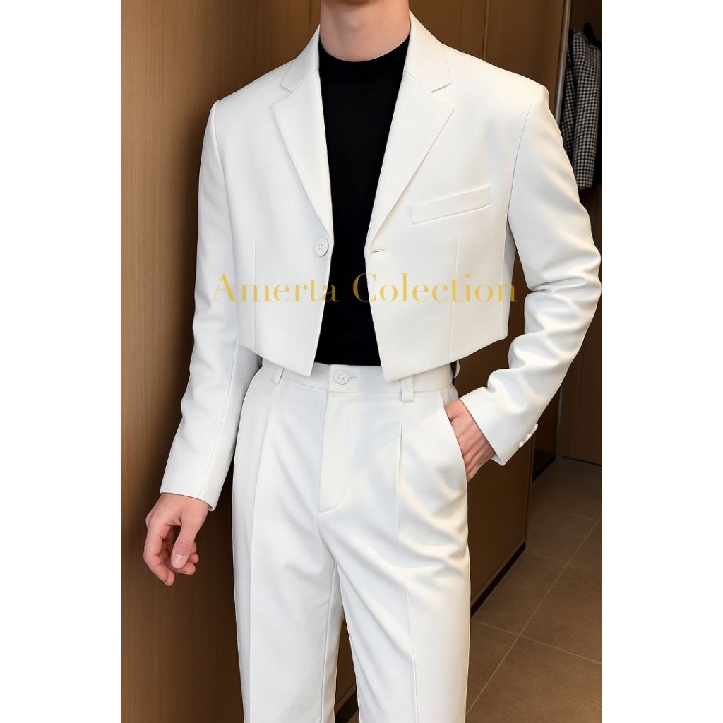 Blazer Crop Pria/Jas Blazer Crop Top Pria