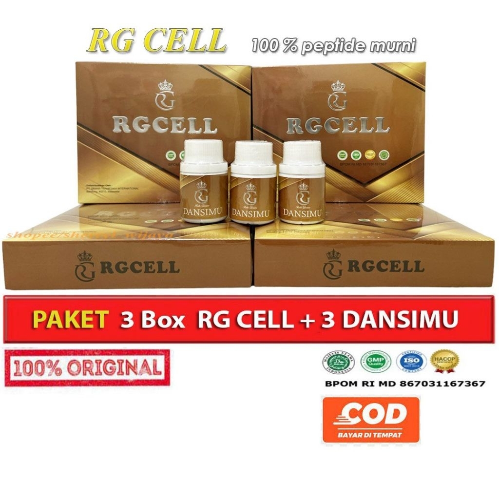 Paket 3 Box  RG Cell Oligopeptide 100% Original + bonus 3 Dansimu Kapsul