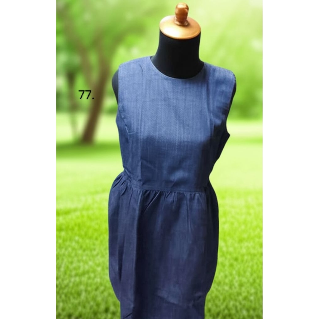 DRESS JEANS WANITA KASUAL | Mini Dress Denim Tanpa Lengan Simple Elegan Korean Style