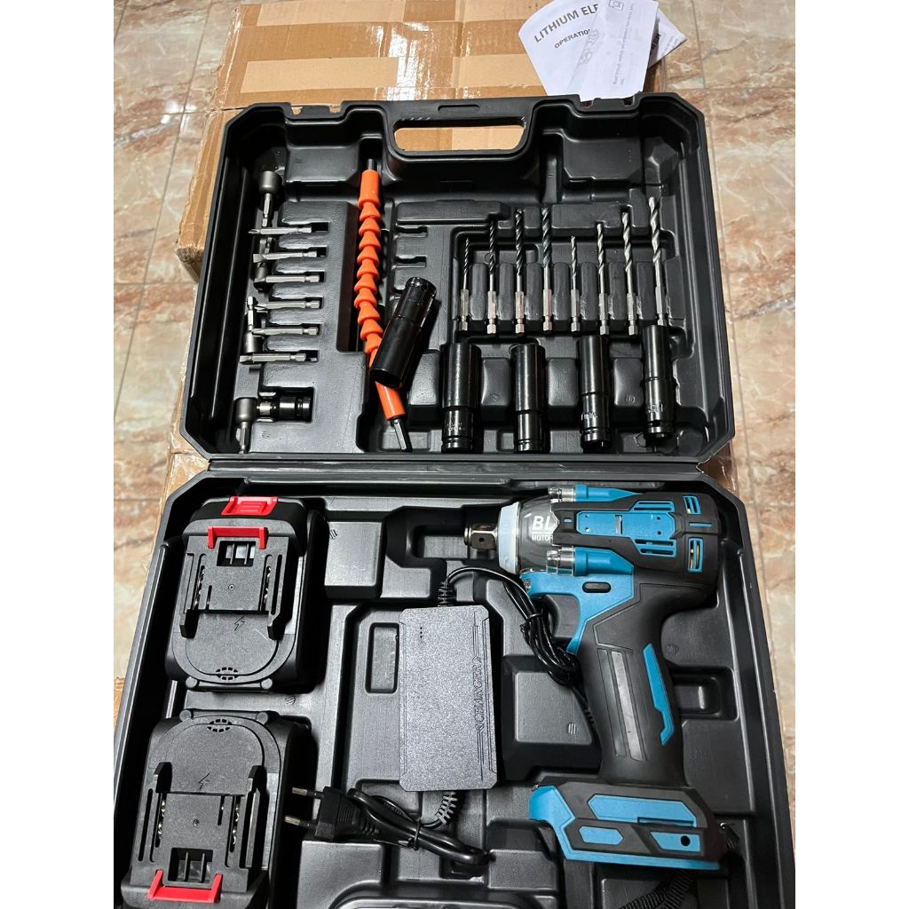 Cordless Impact  Bor Impact Baterai 2 Baterai Impek Baterai Kunci Wrench Rechargeable Impact