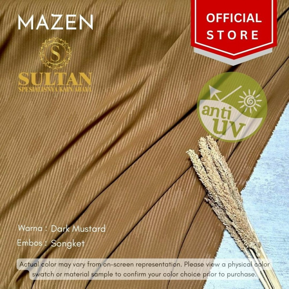 Kain abaya Sultan Mazen Warna Dark Mustard Embos Batik Songket 50 cm (Harga per-setengah meter)