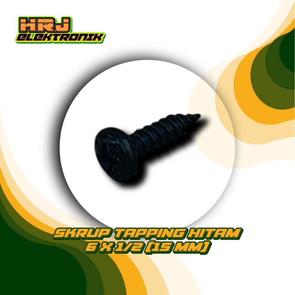 Skrup Tapping  hitam Kepala bulat 6 1/2 50 pcs