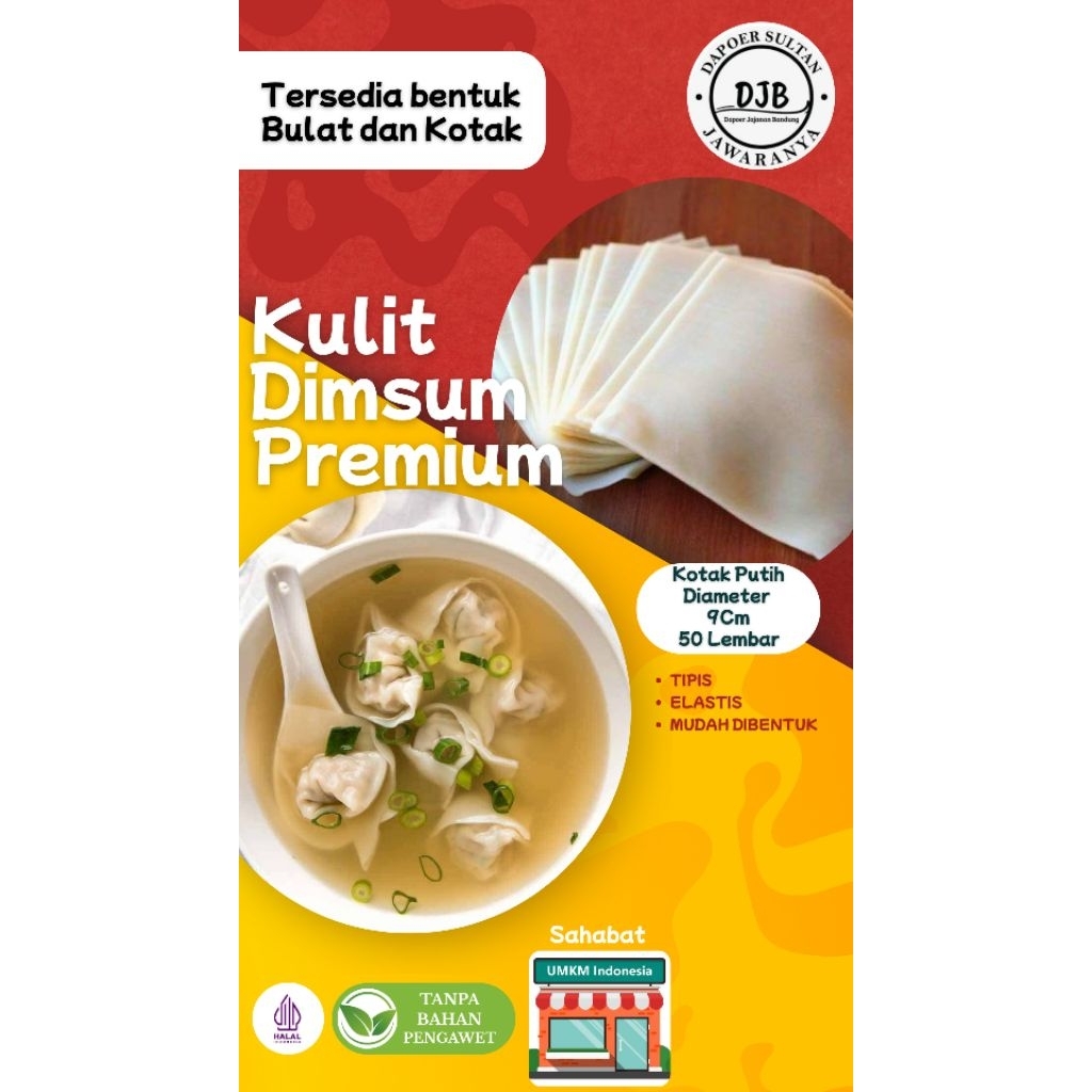 

( JAWARANYA ) KULIT DIMSUM/GYOZA/SIOMAY KOTAK PUTIH 9Cm 50LEMBAR
