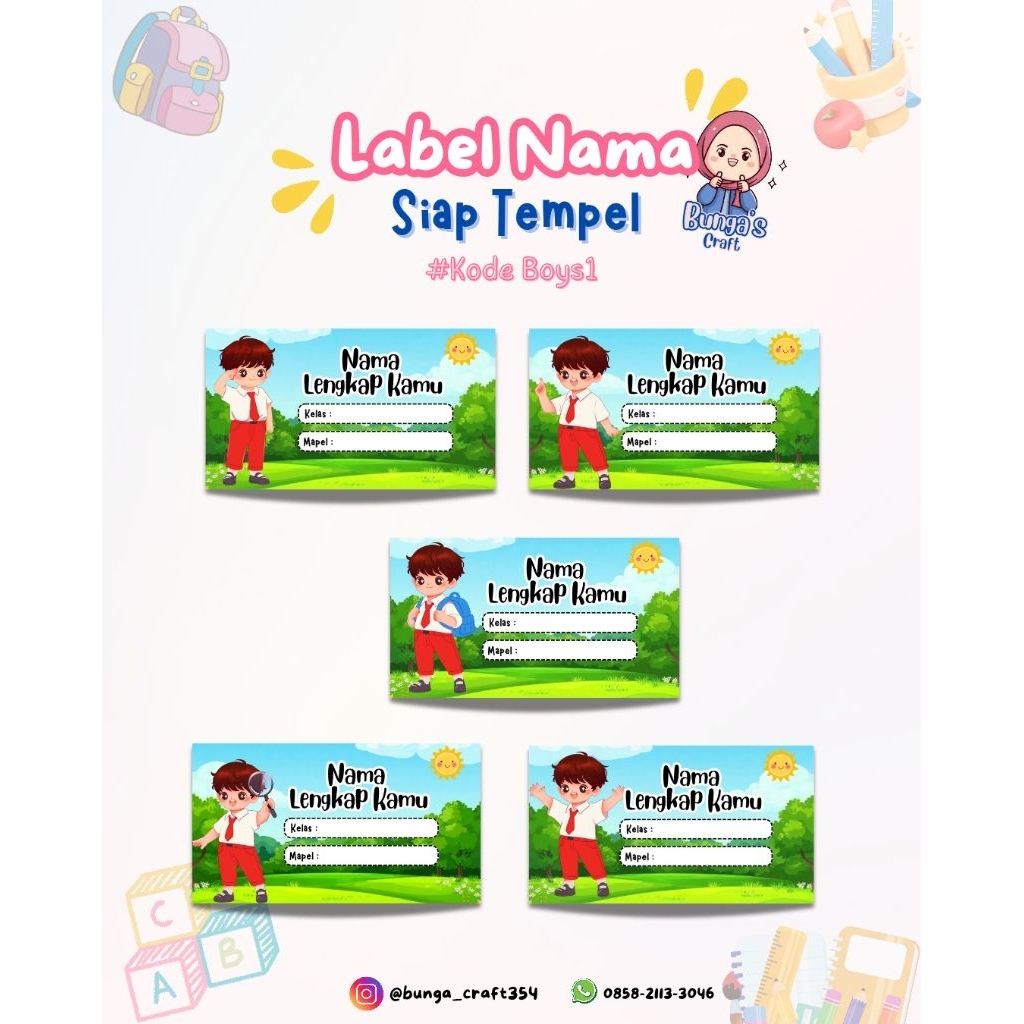 

Label Buku ISI 20 PCS Custom Nama