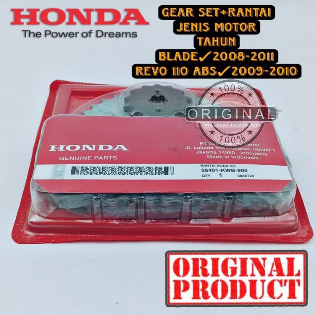GEAR SET PLUS RANTE KWB/KWW ORIGINAL HONDA BLADE 2008-20011, REVO 110 ABS 2009-2010, GIR SET BLADE, 