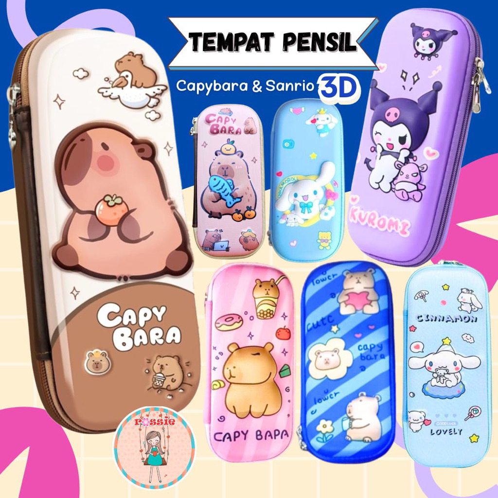 

Tempat pensil anak viral aesthetic 3D timbul Eva motif lucu lucu siap kirim/Kotak pensil capybara unicorn Astronout Dino/Tempat pensil 3D karakter