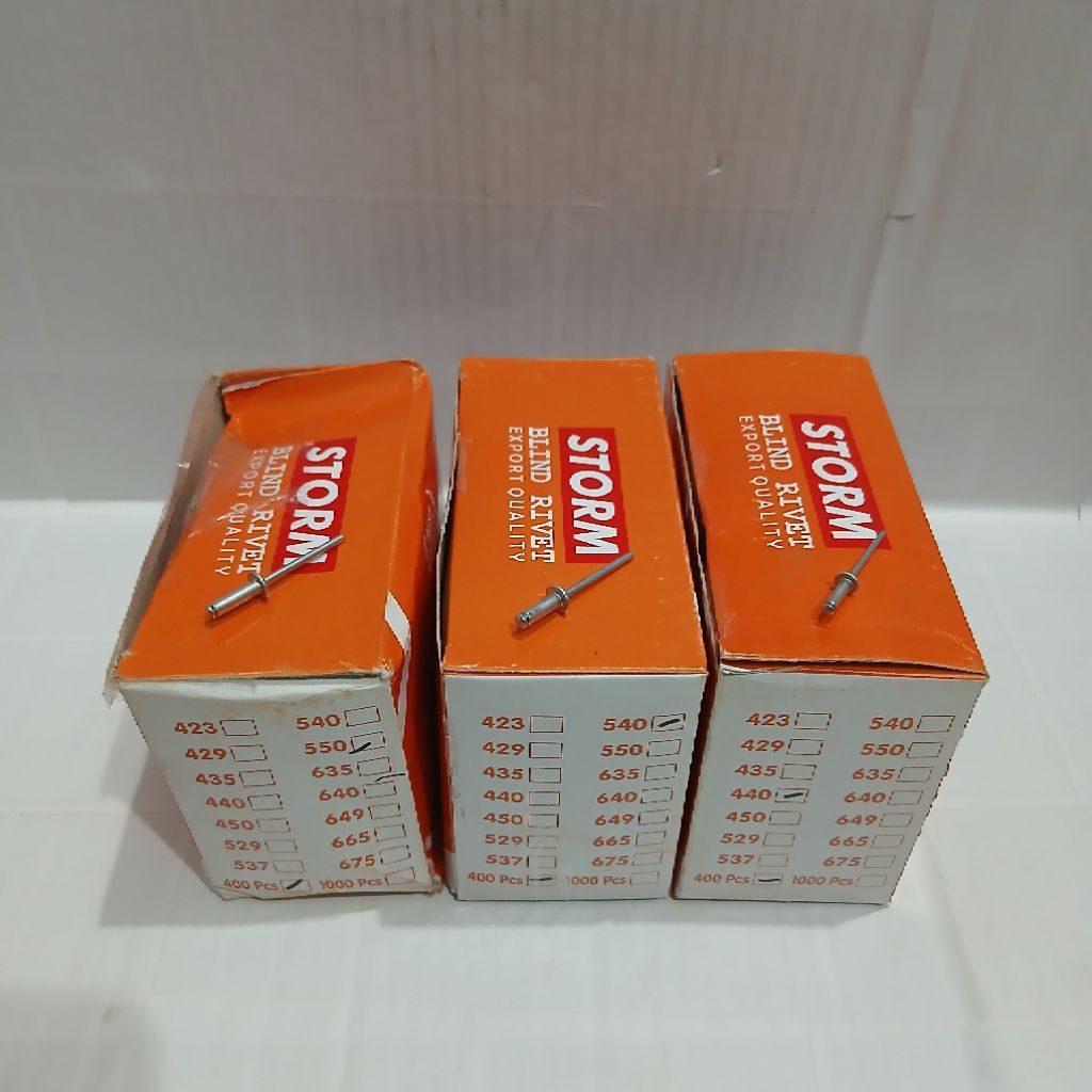 Paku Rivet Rivetti 440 Size 3.2mm x 11mm isi 400 pcs 1 KOTAK PAKU RIVET MERK ACAK 440 - 540 - 560 UK