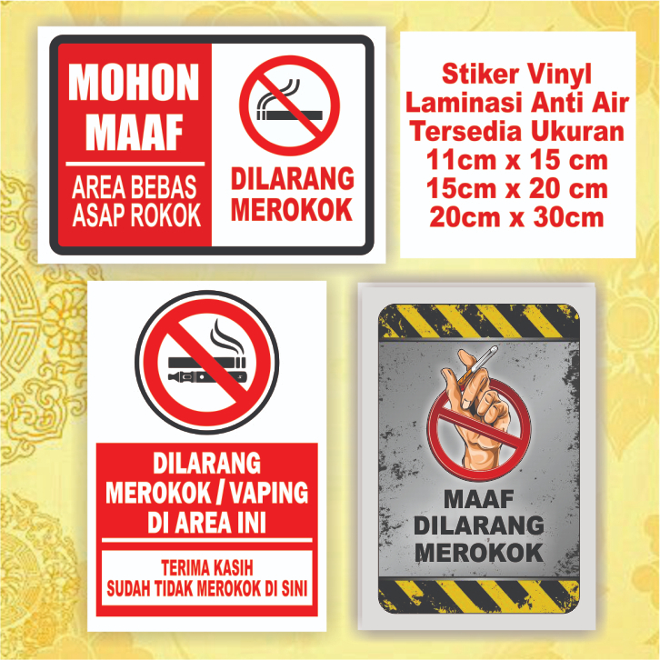 

stiker di larang merokok anti air laminasi