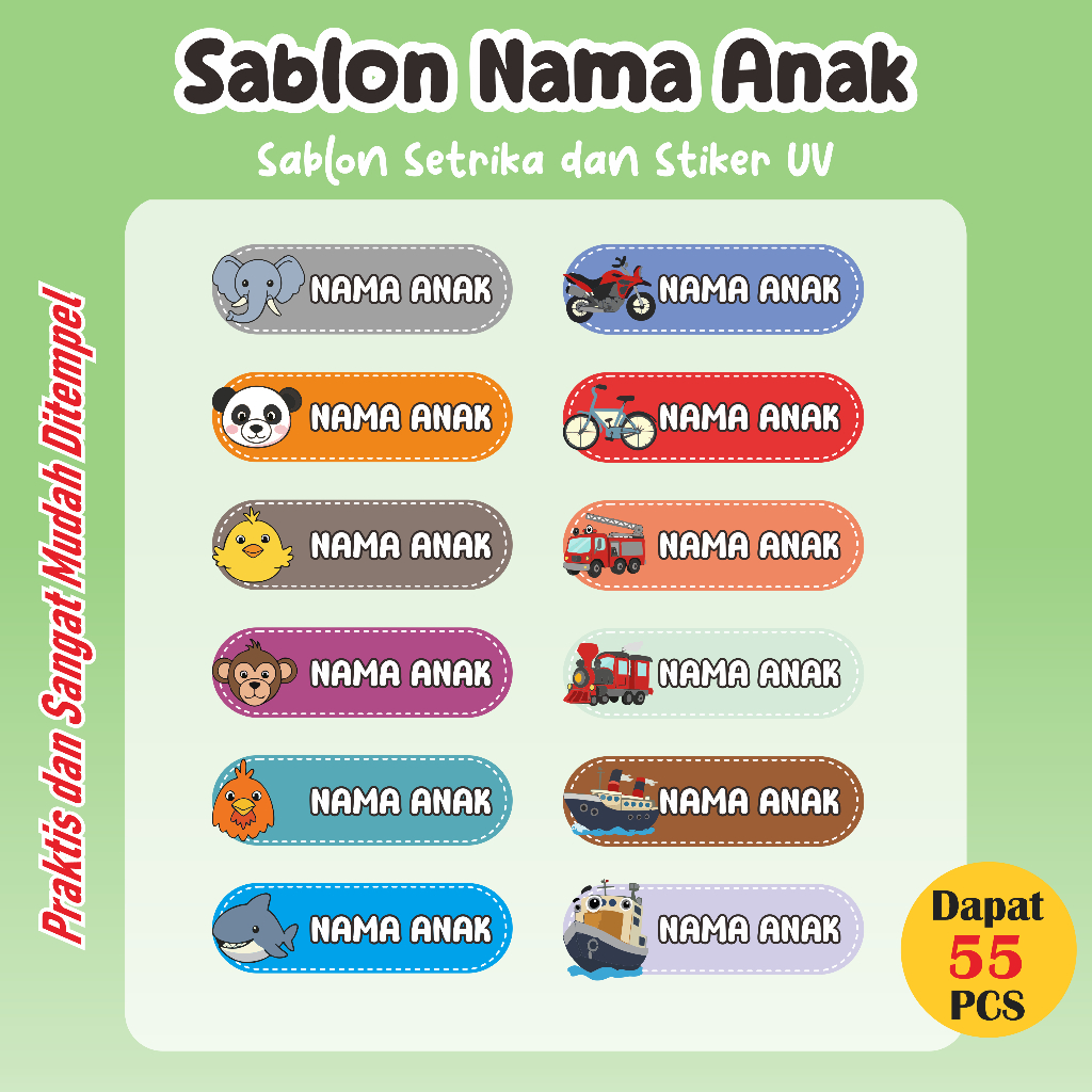

Stiker Kain Custom 55 PCS Stiker Label Nama Kain Baju Anak Sablon Setrika sticker aesthetic custom