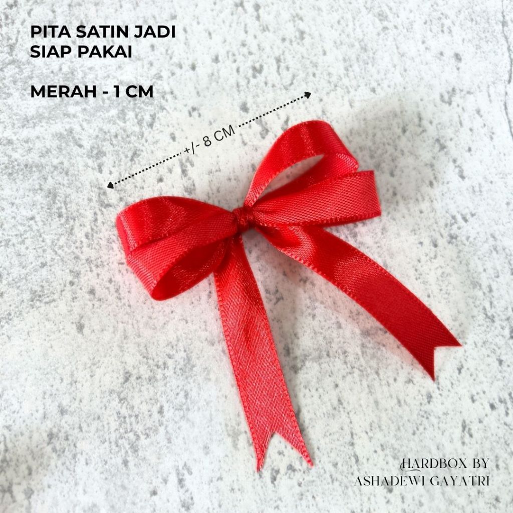 

Pita Satin Untuk Parcel Kado Hampers / Pita Tempel / Pita Satin Jadi / Pita Double - MERAH (1.5 cm)