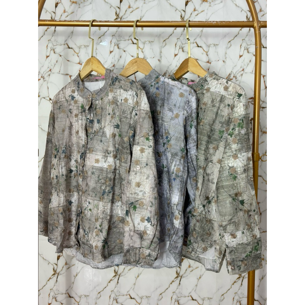 Kemeja wanita import mewah motif abstrak