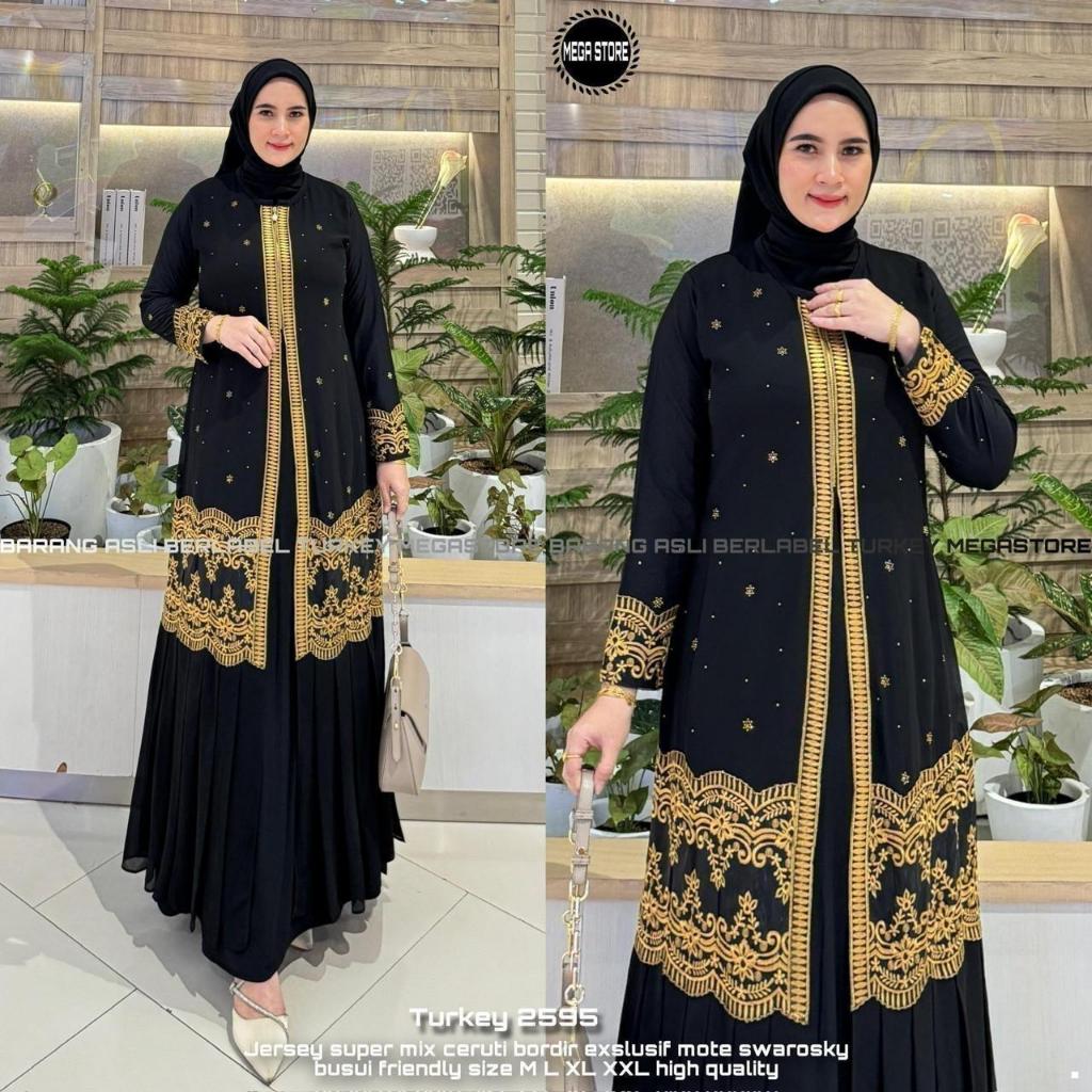 Duta Fashion Solo - Gamis Muslim Wanita Syari Super Jumbo Abaya Gamis Bordir Baju Pesta Ibu Ibu