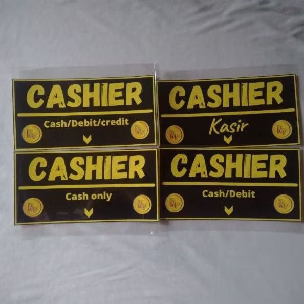 

Stiker kasir pembayaran |sticker sign cashier |stiker tanda pembayaran|stiker label toko|kedai|cafe|restaurant|stiker vinyl 20cmx10cm