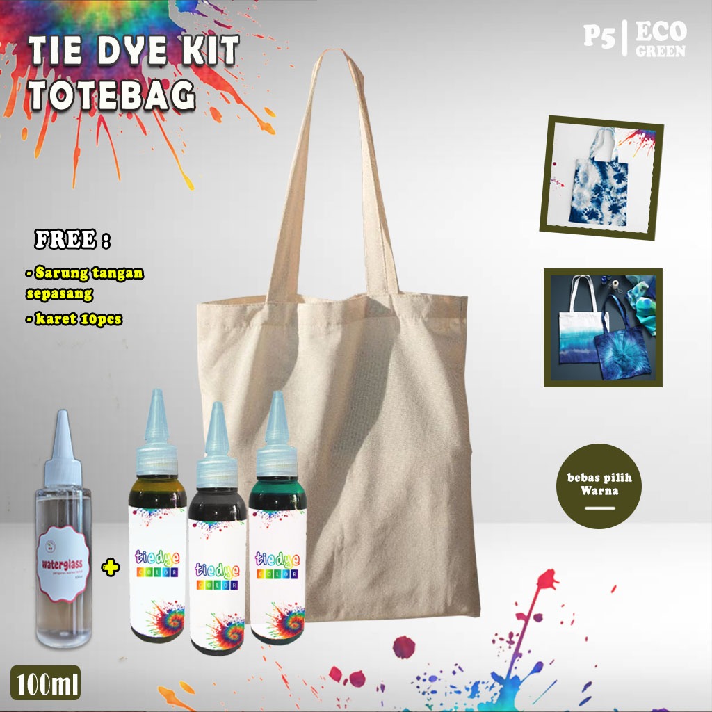 

Totebag Tie Dye Kit Paket seni & kerajinan DIY tie dye Tote bag terlengkap