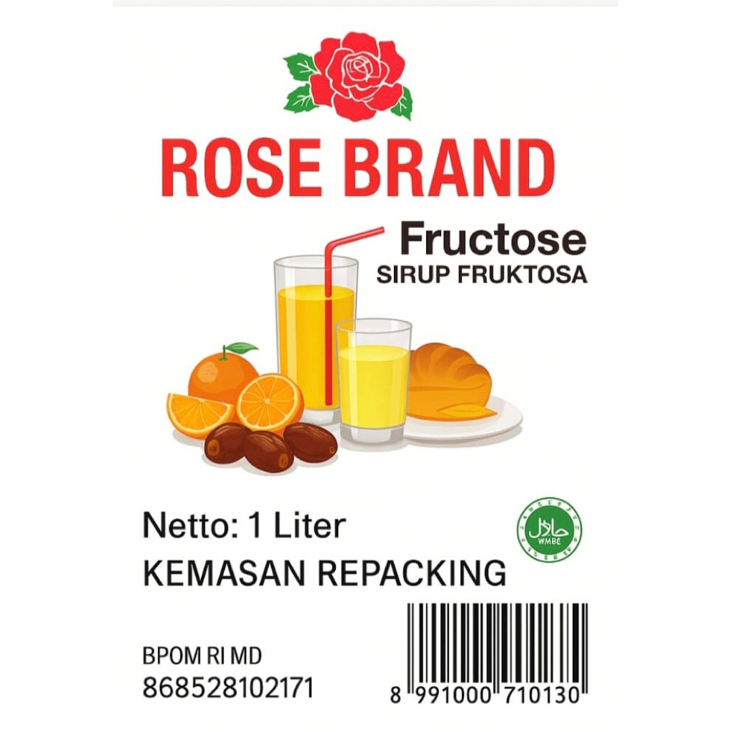 

Fructose Gula Cair Rosebrand kemasan Repacking 1liter - 2liter