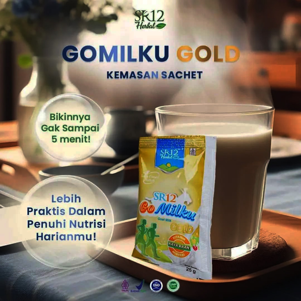 

Gomilku Gold SR12 Sachet Susu Kambing Etawa untuk Kesehatan Tulang Otot Sendi Kemasan Bag Isi 40 Sachet