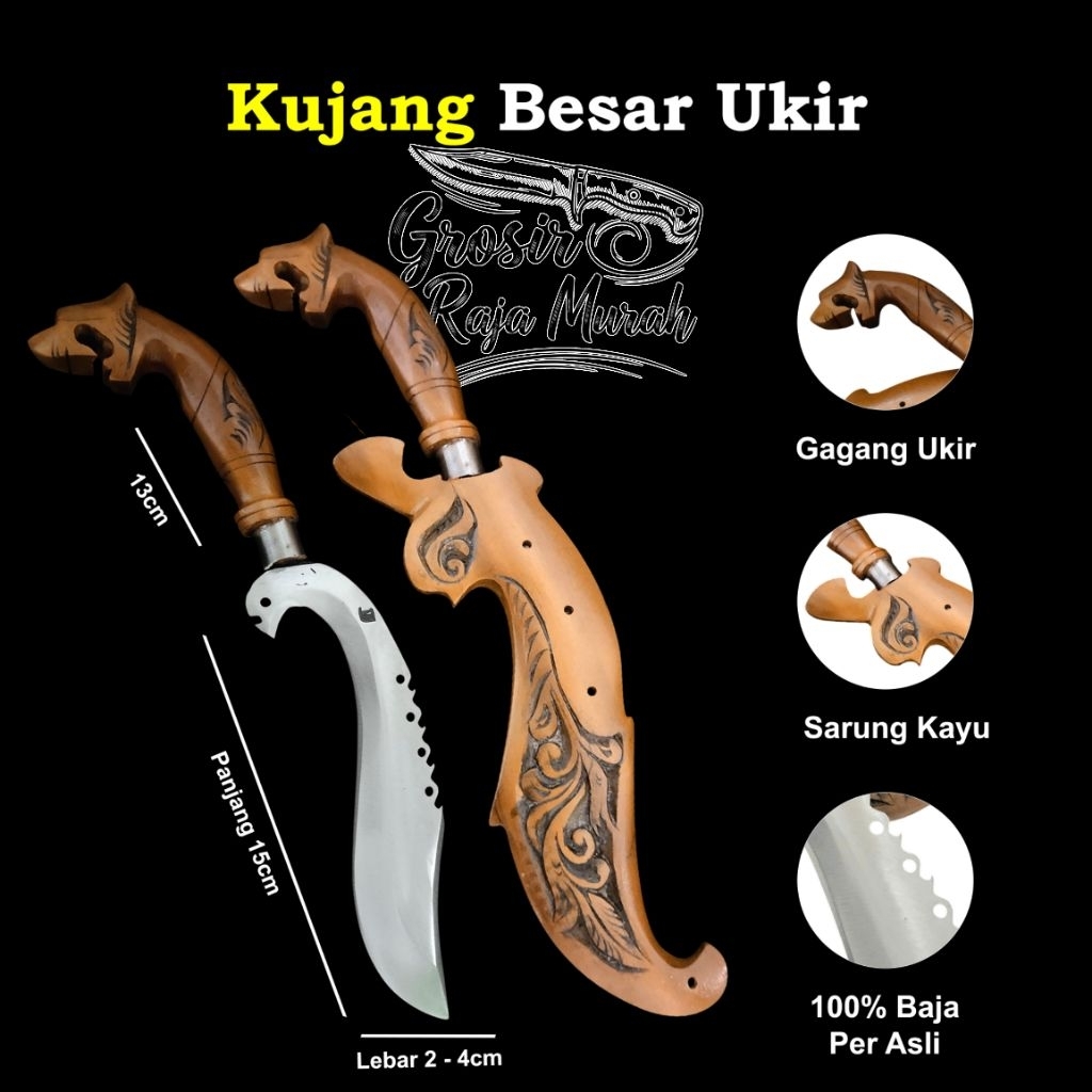 kujang besar macan siliwangi 100% baja asli