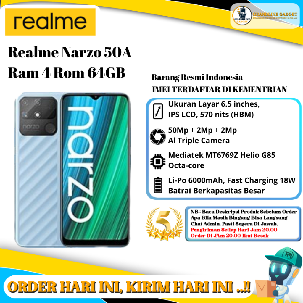 Realme Narzo 50A Ram 4 Rom 64GB
