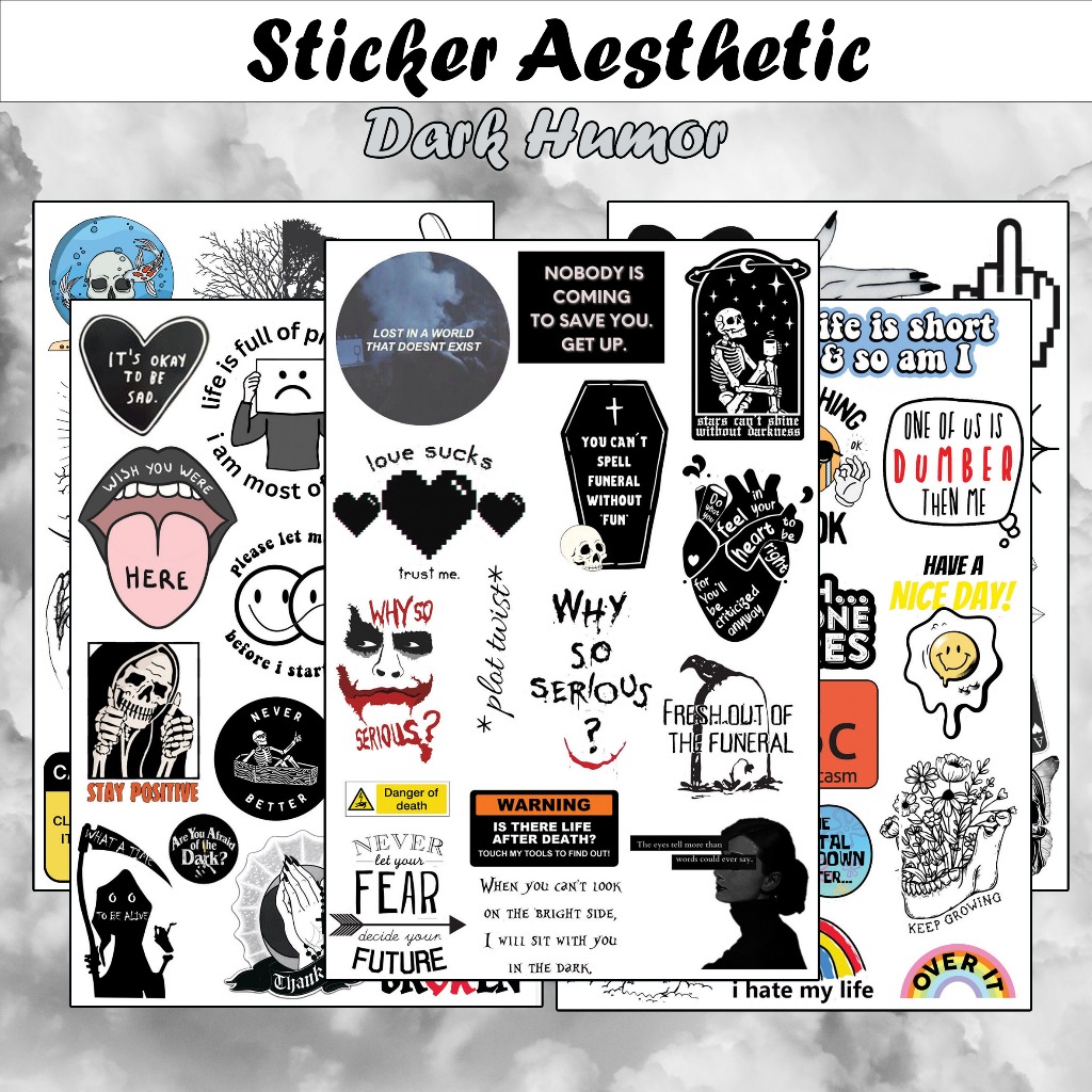 

Sticker Aesthetic A6 A5 Dark Humor Waterproof sticker tema warna stiker estetik anti air pack Darkside glossy Vintage jurnal color Deco Korea kawai lucu simple