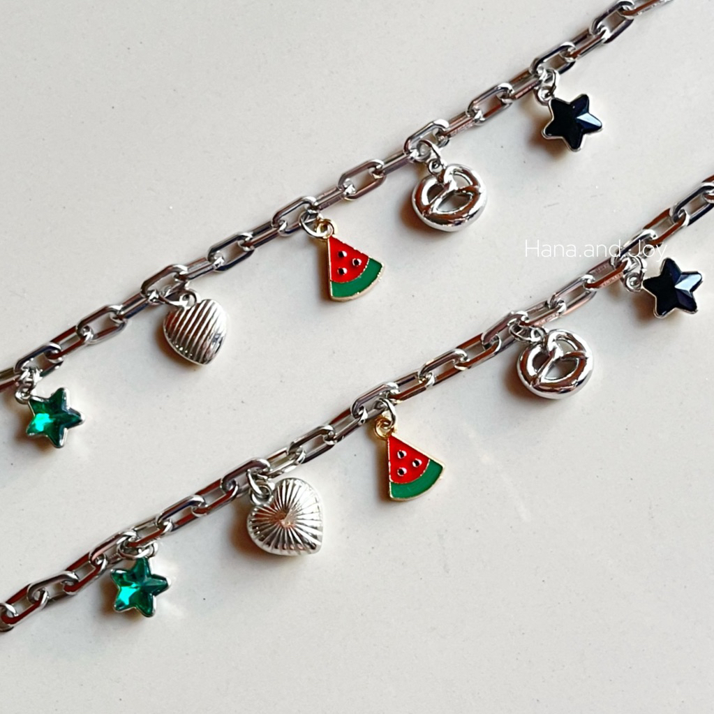 Gelang Semangka - Gelang Palestine - Charm Bracelet - Gelang Bandul - Gelang manik