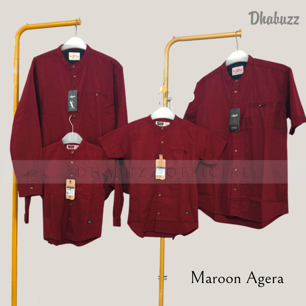 AGERA PREMIUM MAROON KEMEJA KOKO KEMKO PASANGAN COUPLE AYAH ANAK SOFT COTTON