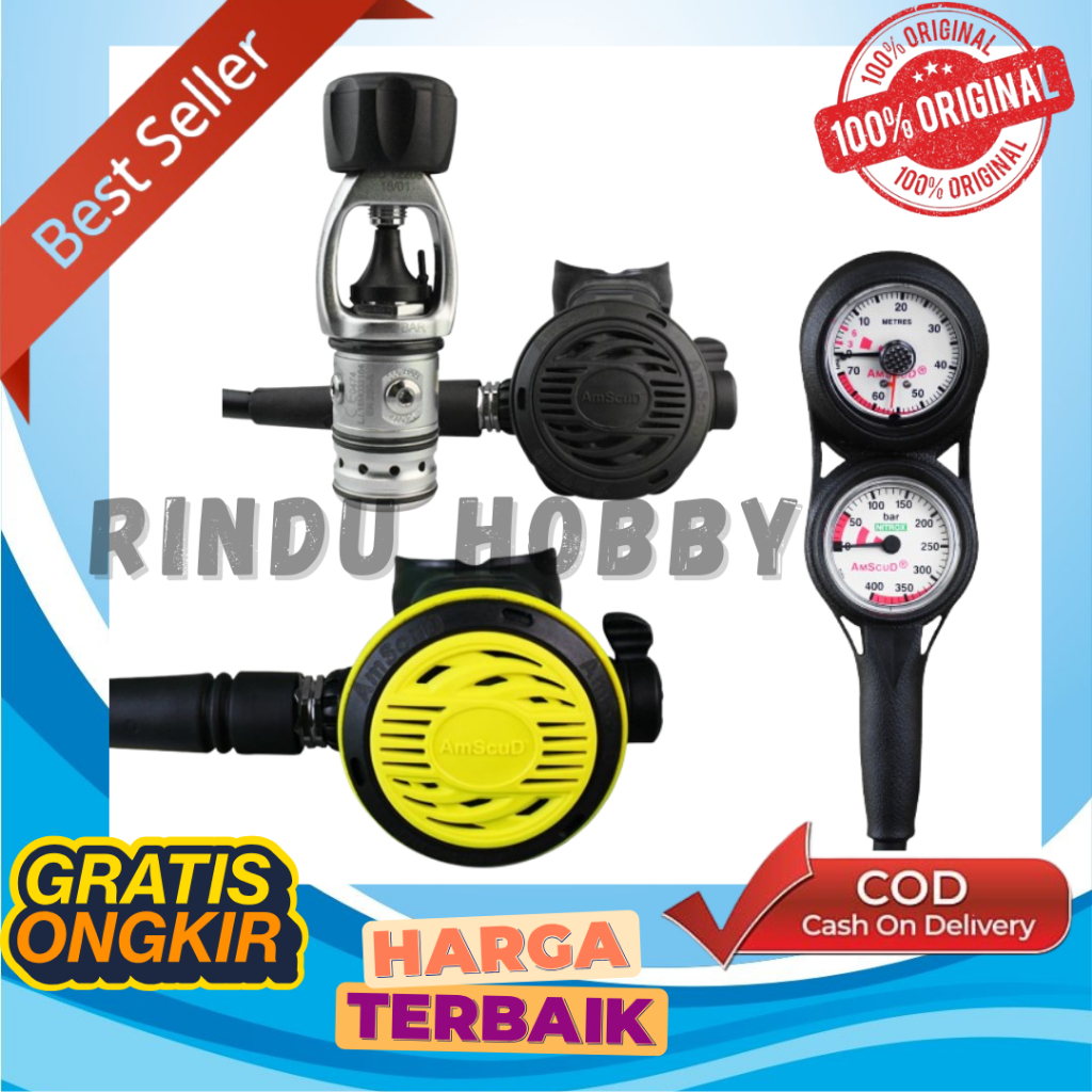 AmScuD Regulator RX20 PRO Black - Perlengkapan Scuba Diving - Alat Selam - Perlengkapan Selam