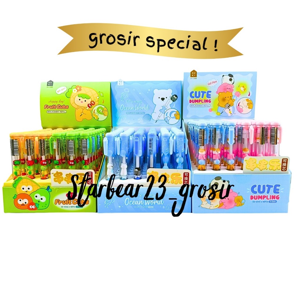 

bolpen gel 0,5 mm transparan motif bunga Sakura KUKI (FAY 705)