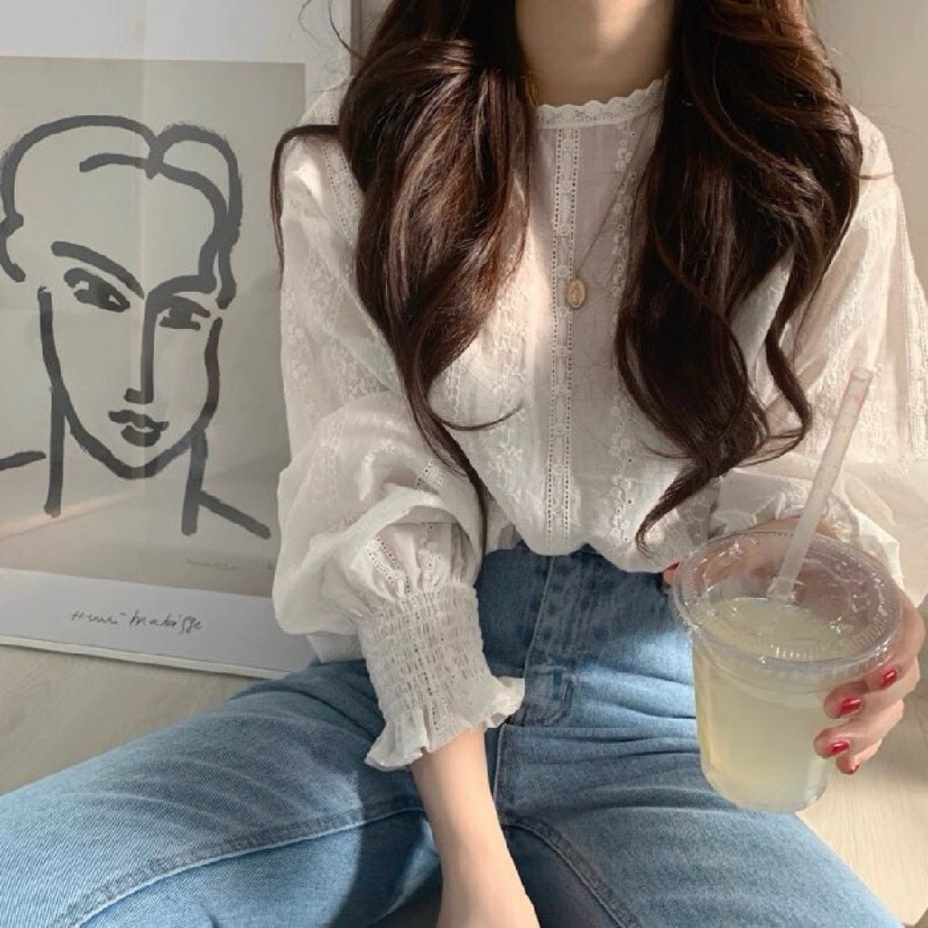 blouse putih korea