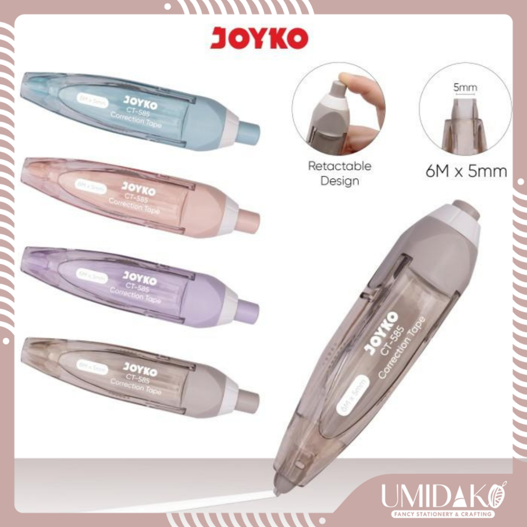

[UMIDAKO] CORRECTION TAPE | PITA KOREKSI | TIPE X KERTAS BENTUK PEN CETEKAN | CORRECTION TAPE PASTEL JOYKO CETEKAN PANJANG 6 METER CT-858