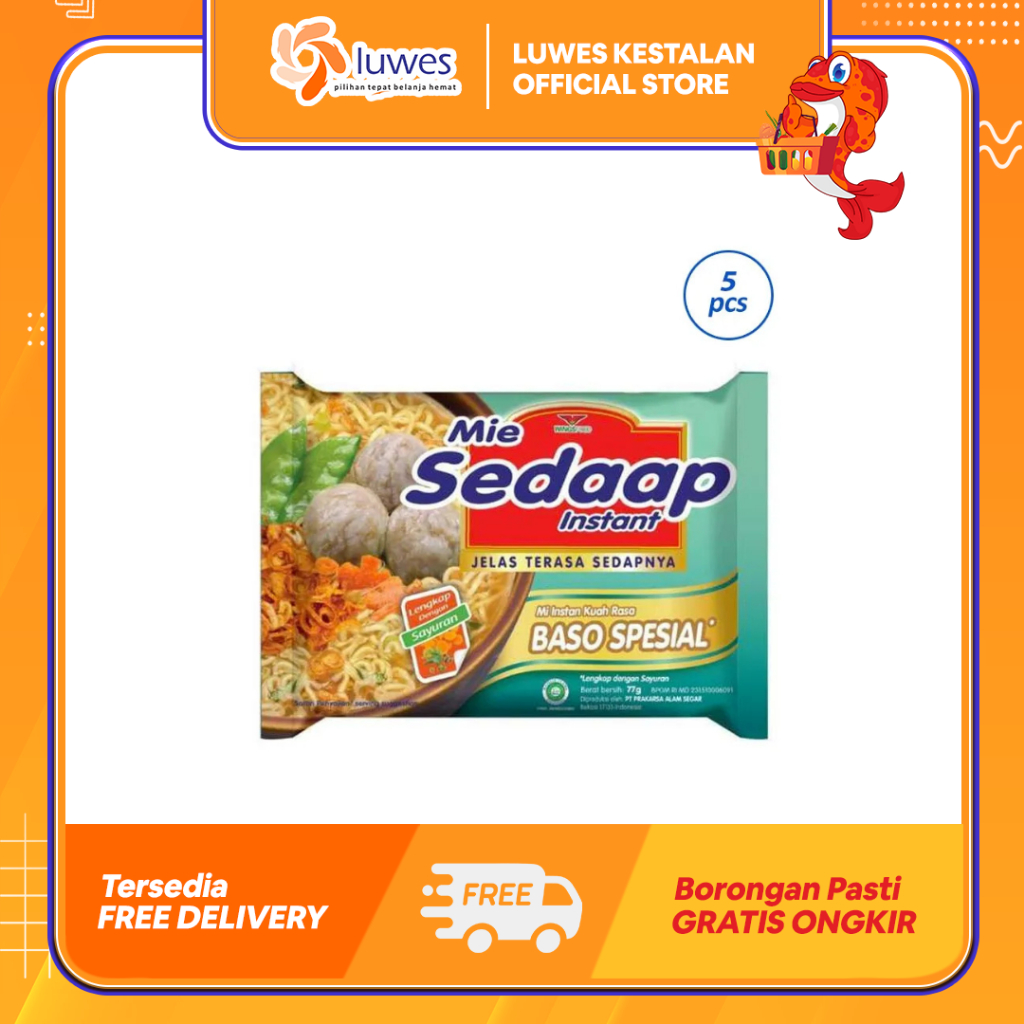 

(ISI 5 pcs) Paket Mie Sedaap Mie Kuah 77gr Rasa Baso Spesial Memilik Aroma Kuah Baso