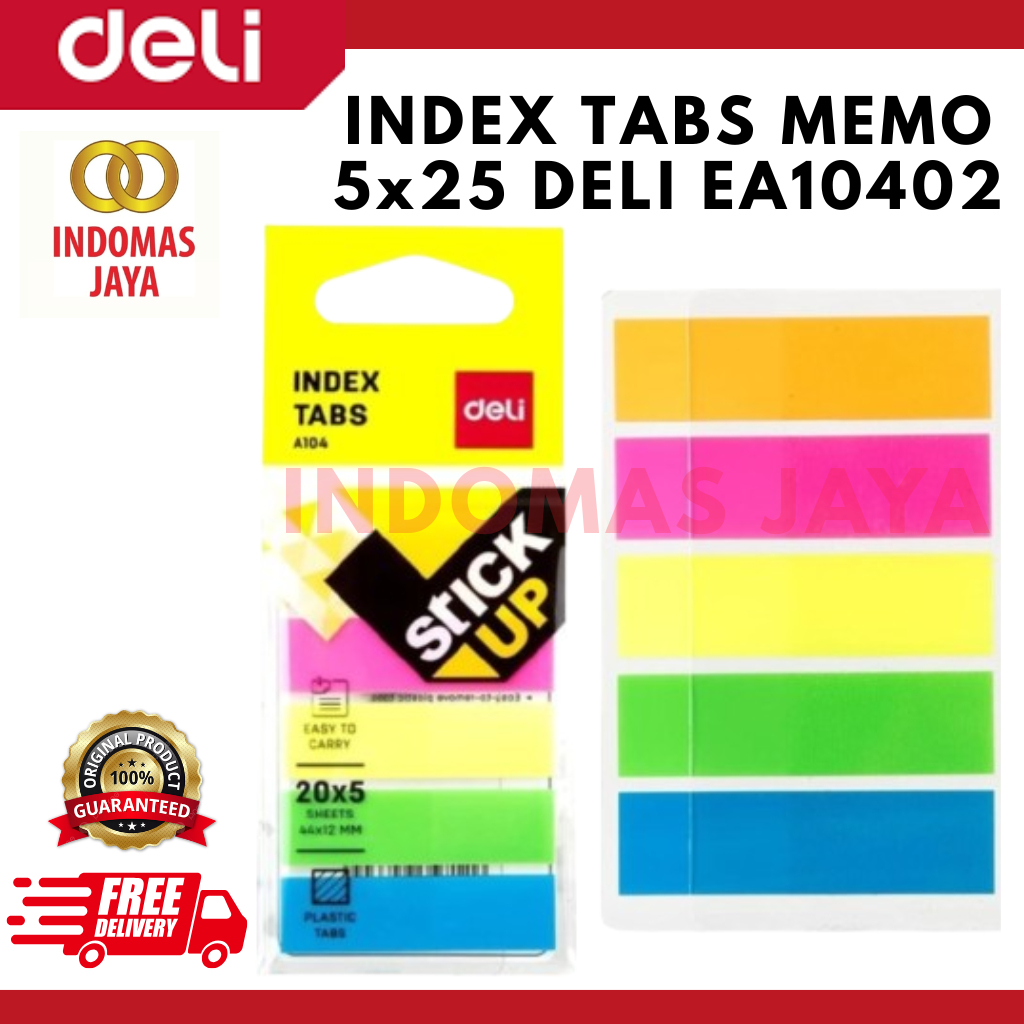 

Deli Index Memo Tabs Warna perekat kuat tahan lama EA10402