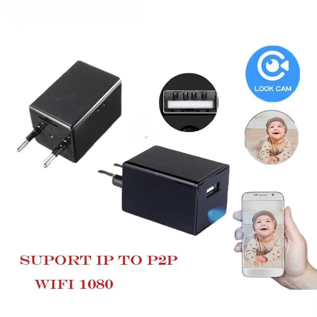 SPY Cam Mini USB Adaptor Charger Webcam CCTV Lookcam 8MP Wifi Smart Net Hidden Camera Pengintai