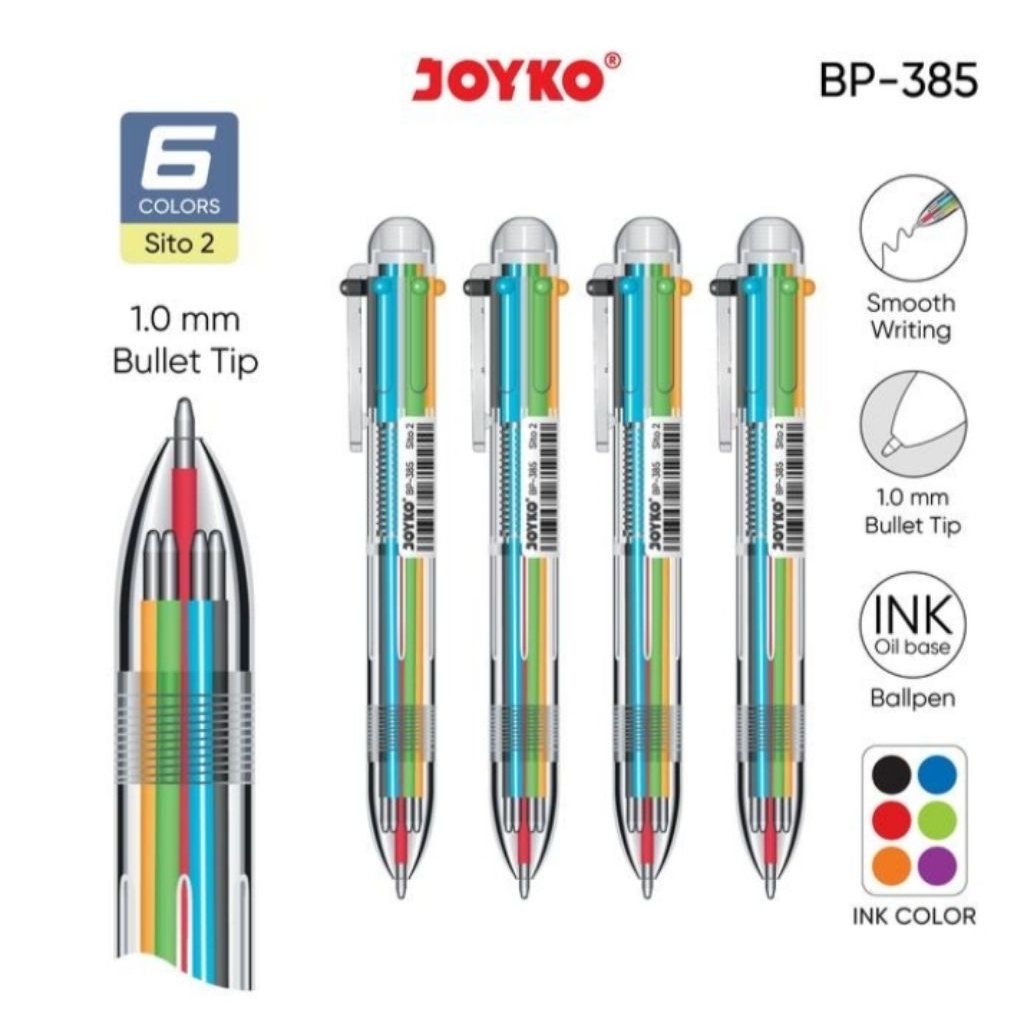 

Ball Pen Joyko Pulpen Pena BP-385 sito 2 1.0mm 6 warna