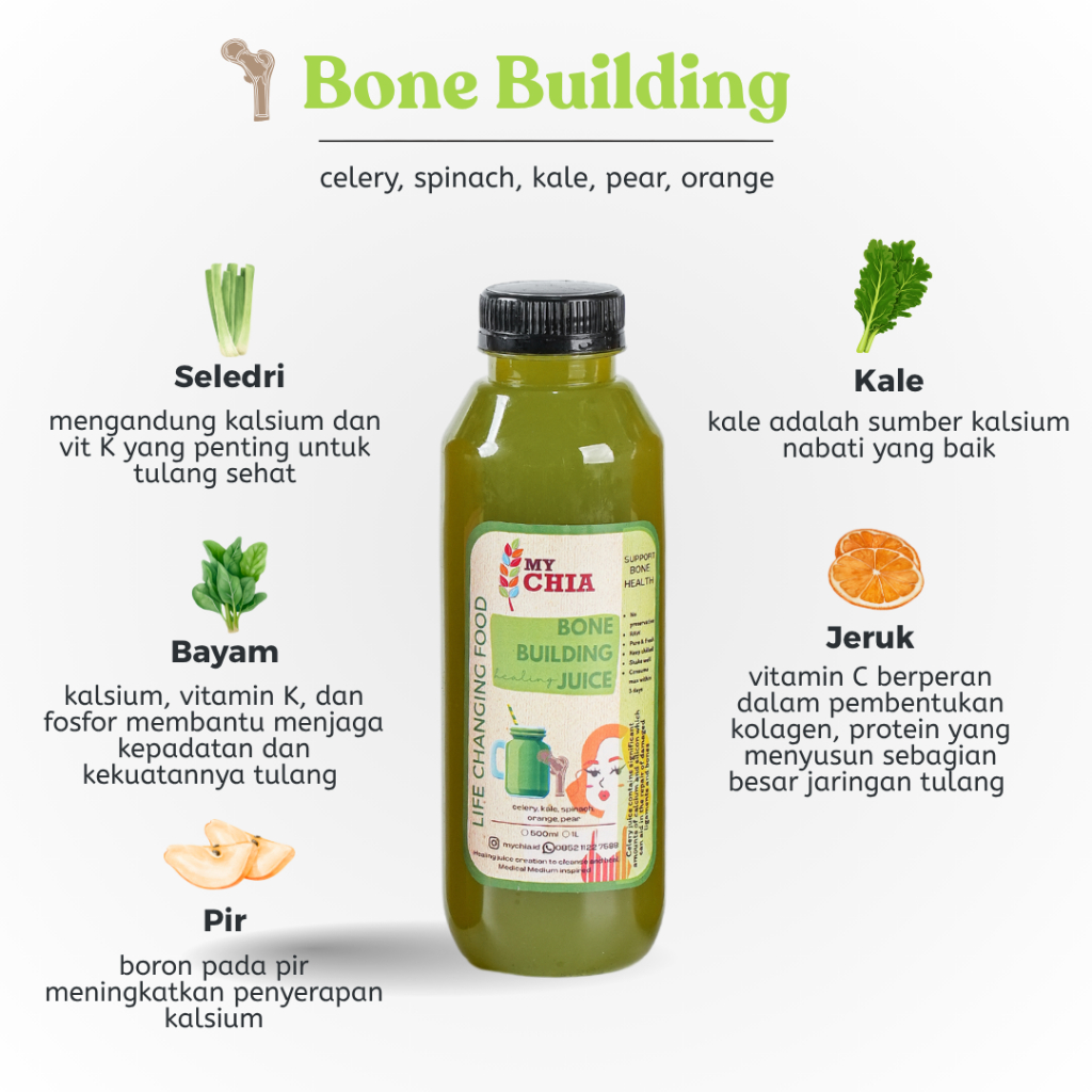 

Bone Building Healing Juice 1 Liter Jus Celery Seledri Kale Cold Pressed