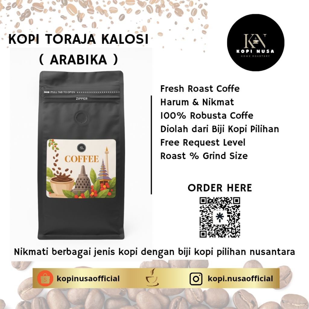 

Kopi Arabika Toraja kalosi 200gr - 1000gr