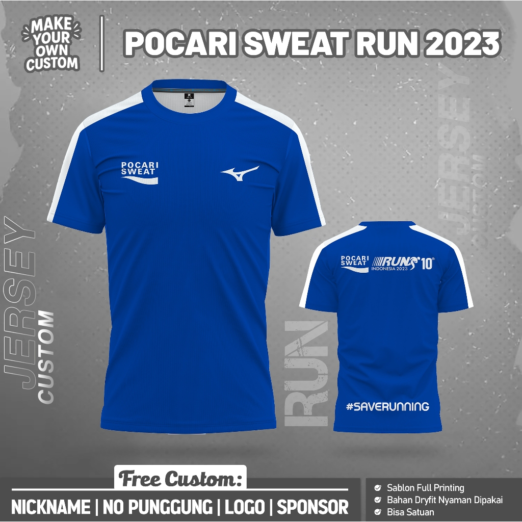 Jersey Sepak Bola Custom POCARI SWEAT RUN 2023 PENDEK Free Custom Nama dan Nomor