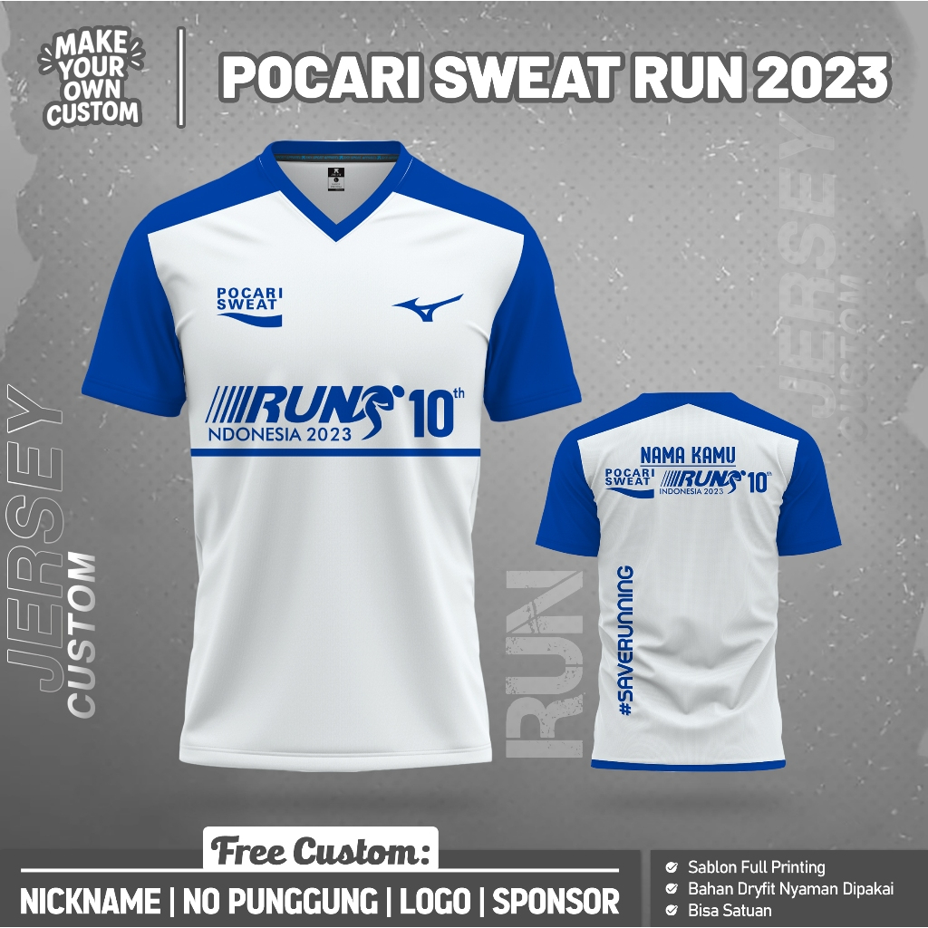Jersey Sepak Bola Custom POCARI SWEAT RUN 2023 PENDEK Free Custom Nama dan Nomor