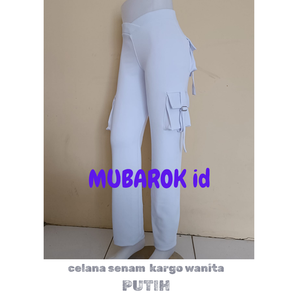 CELANA SENAM KARGO PUTIH / CELANA PANJANG WANITA / CELANA SENAM WANITA