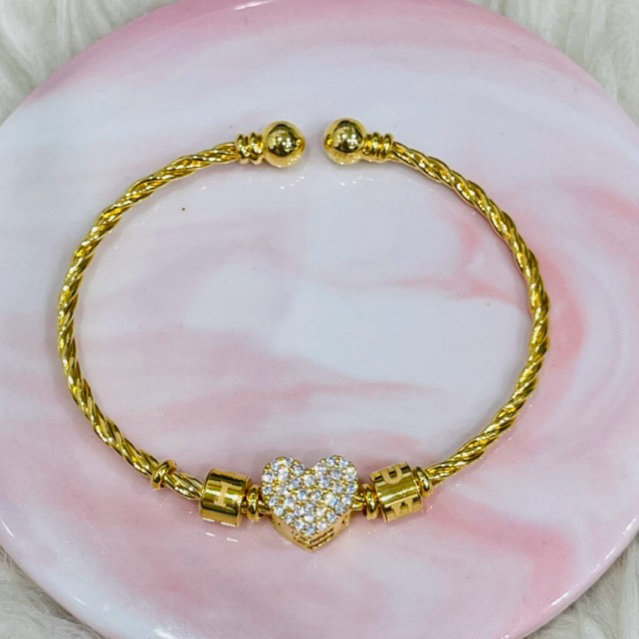 gelang bangle ulir love AD I love you cantik elegant emas asli kadar 700