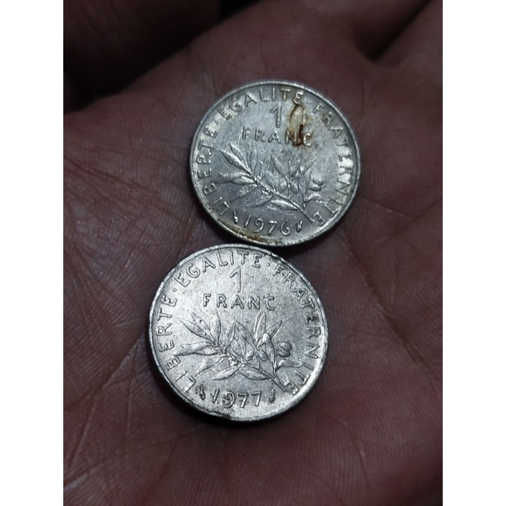 koin koleksi koin mancanegara 1franc Prancis