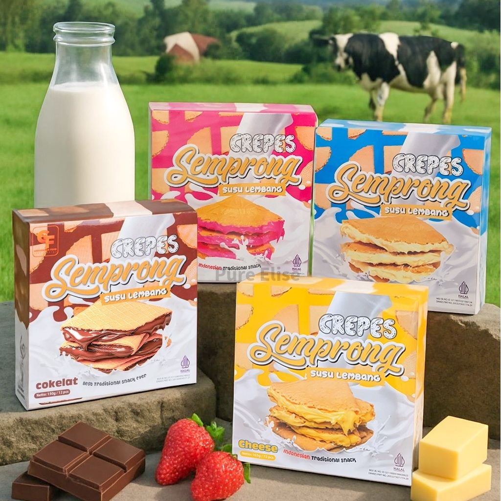 

Crepes Semprong Susu Lembang Coklat, Keju, Tiramisu, Original, Strawberry, Green Tea, Taro| Isi 12 | 165 gram | Oleh-Oleh Khas Bandung | Crepes Crispy Bandung