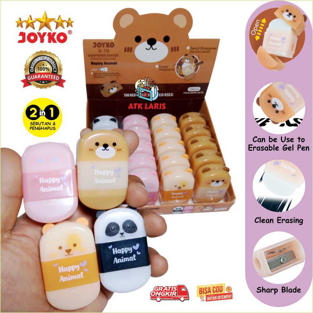 

PENGHAPUS JOYKO SHRAPENER ERASER 2 IN 1 JOYKO B -176, PENGHAPUS + SERUTAN JOYKO B - 176